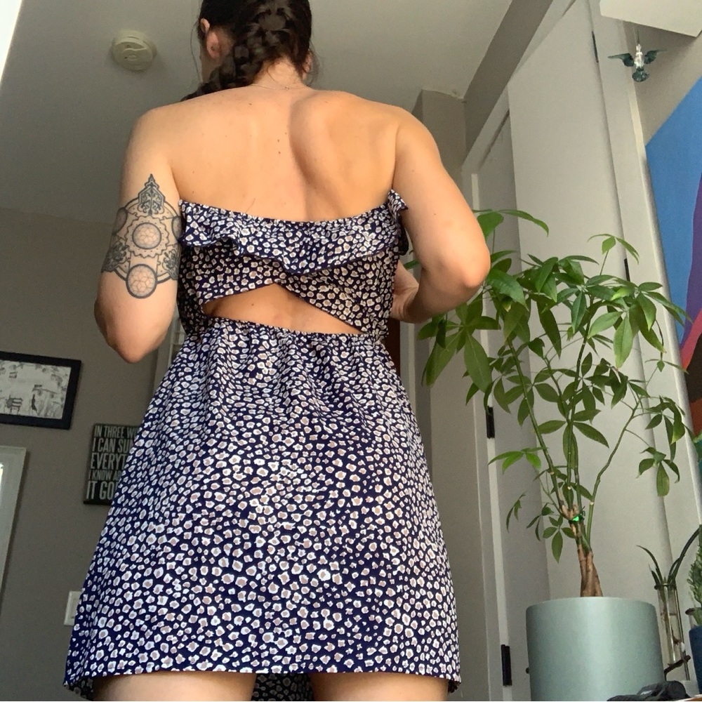 Navy Blue Floral/ Animal Print Women's Dress